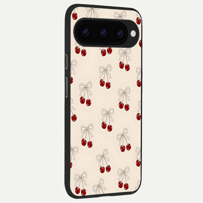  Cute Cherry Pattern back cover For Google Pixel 11 slim fit glass case with vibrant aesthetic design