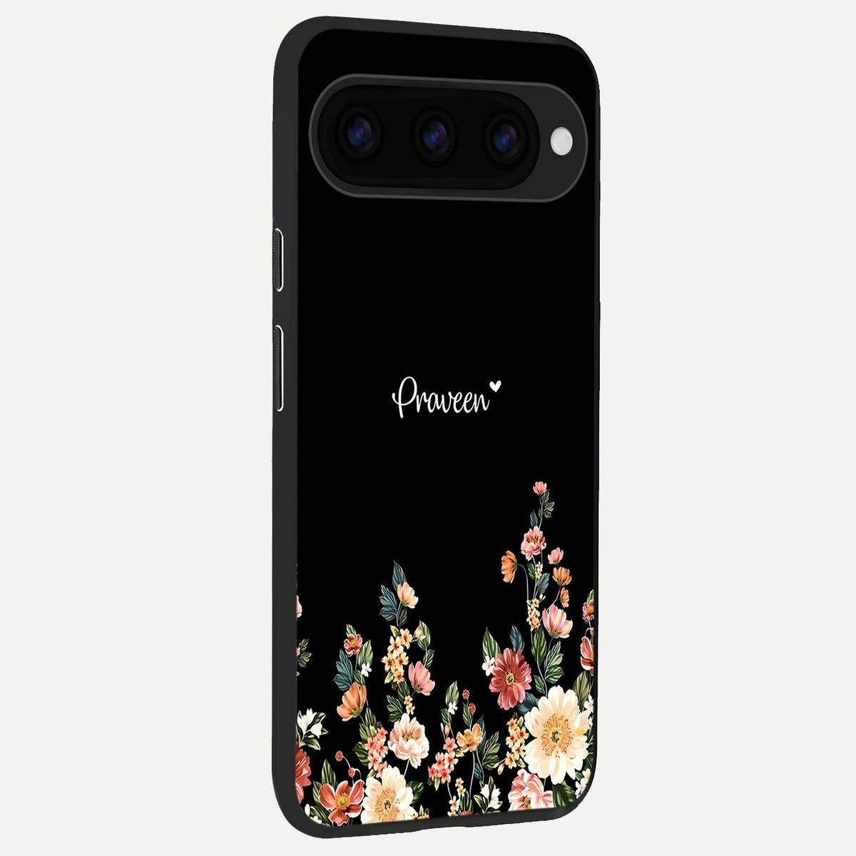  Floral Design Personalized Custom Name back cover For Google Pixel 11 slim fit glass case with vibrant aesthetic design