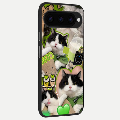  Matcha Cats Mood back cover For Google Pixel 11 slim fit glass case with vibrant aesthetic design