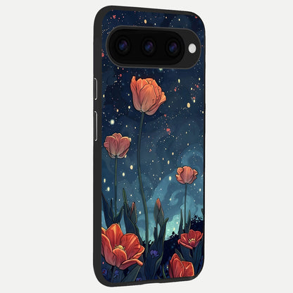  Midnight Tulip Glow back cover For Google Pixel 11 slim fit glass case with vibrant aesthetic design