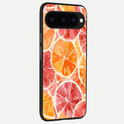  Orange Fruits Pattern back cover For Google Pixel 11 slim fit glass case with vibrant aesthetic design