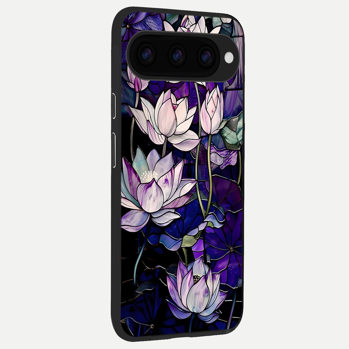  Purple Lotus Pattern back cover For Google Pixel 11 slim fit glass case with vibrant aesthetic design