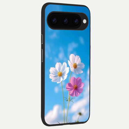  Tripple Flowers With Sky back cover For Google Pixel 11 slim fit glass case with vibrant aesthetic design