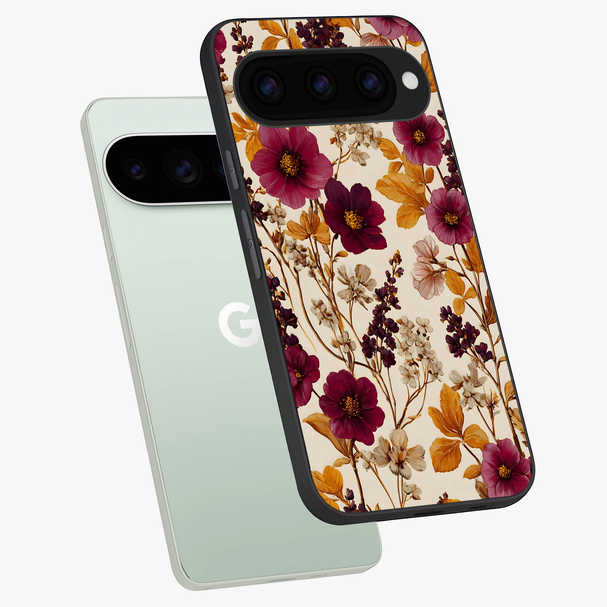  Autumn Wine Bloom phone case For Google Pixel 11 Pro showing premium glass back cover with detailed artwork