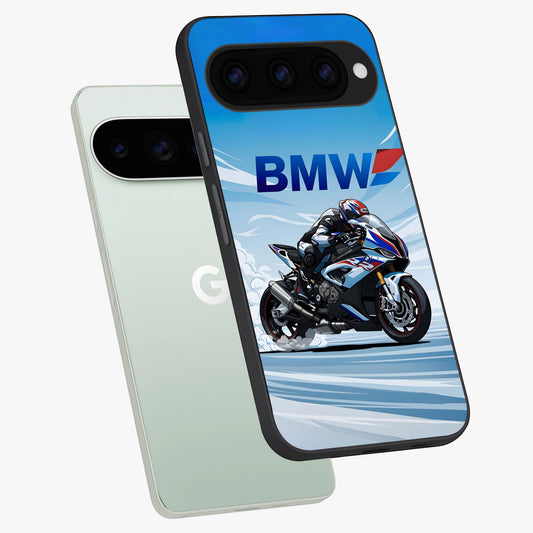 BMW Power Drift phone case For Google Pixel 11 Pro showing premium glass back cover with detailed artwork