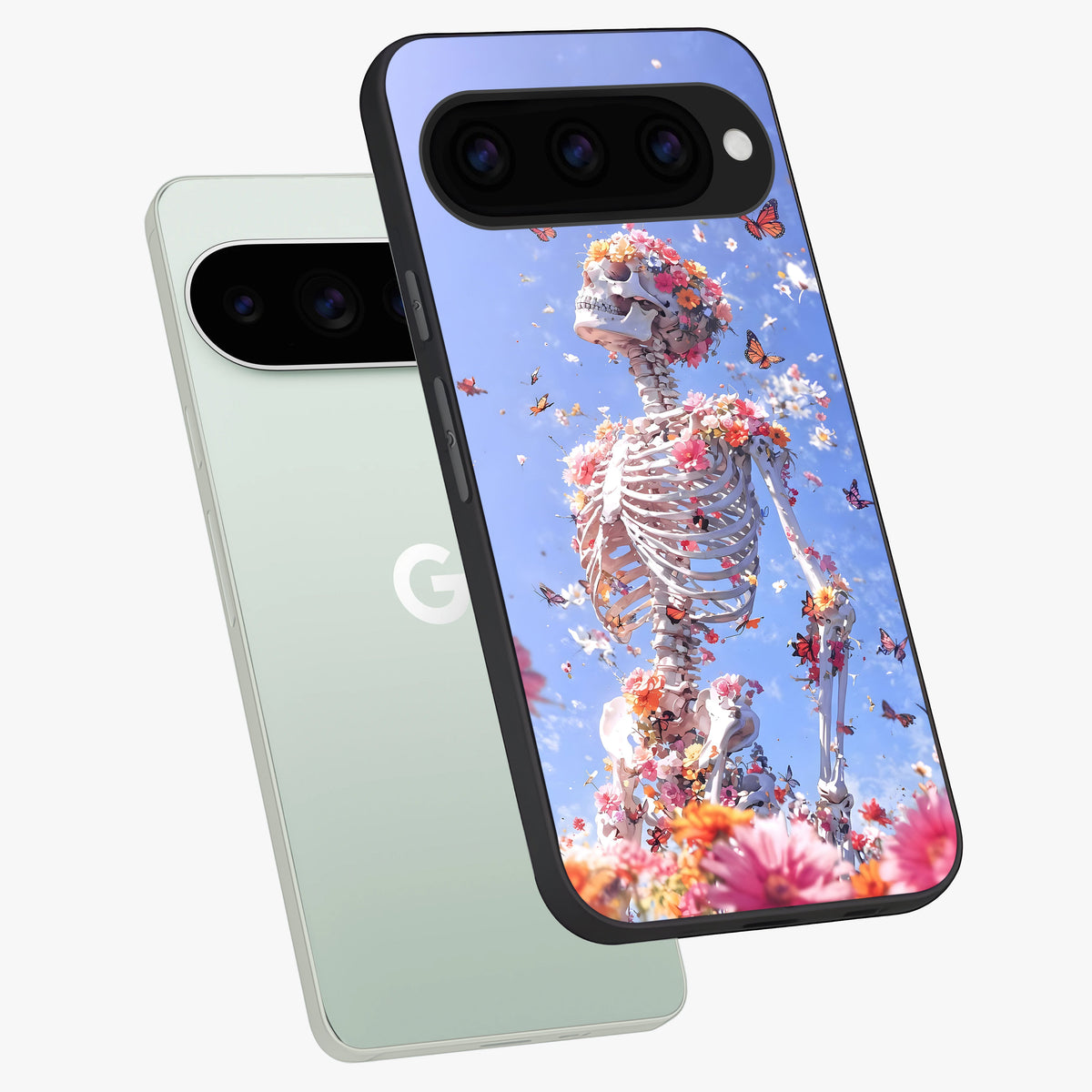  Bloom Beyond Bones phone case For Google Pixel 11 Pro showing premium glass back cover with detailed artwork