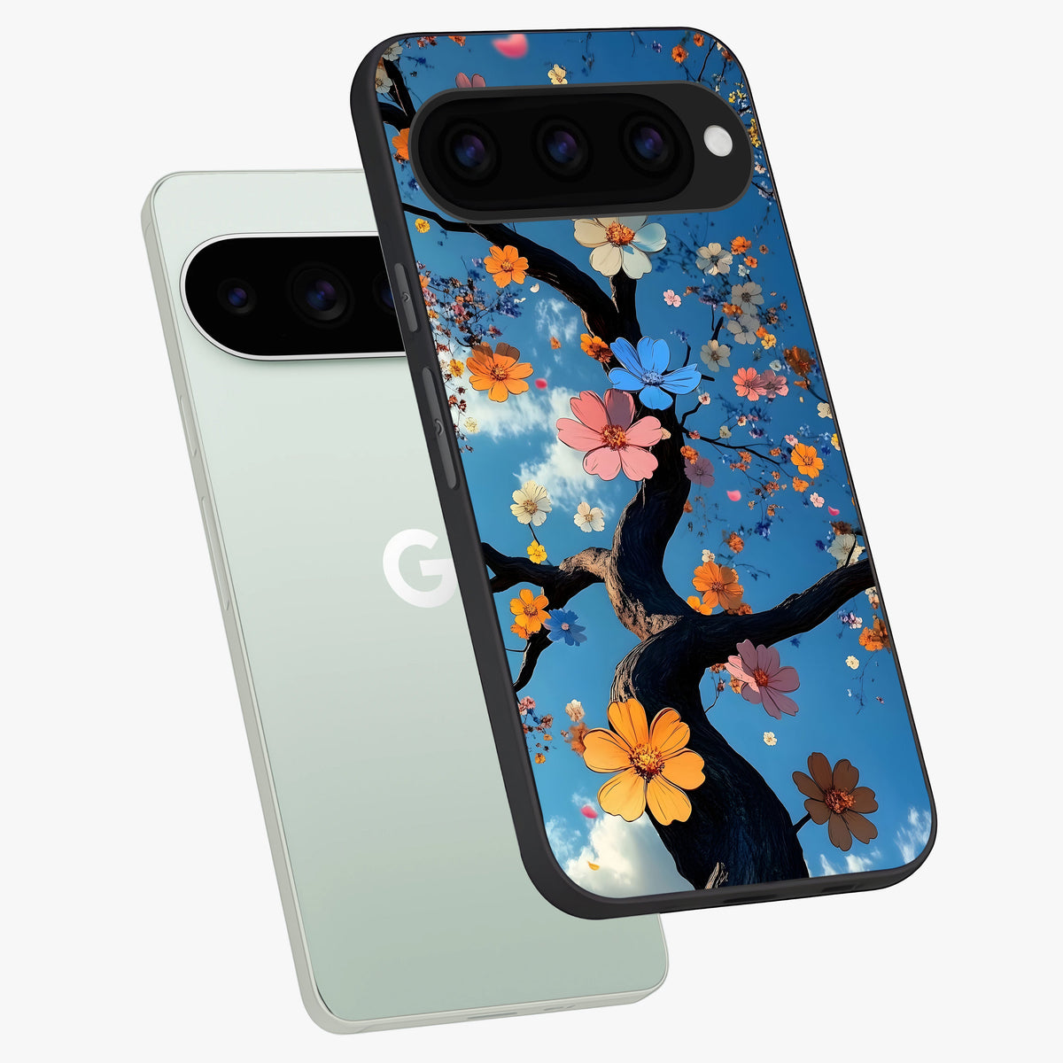  Blossom Dream Sky phone case For Google Pixel 11 Pro showing premium glass back cover with detailed artwork