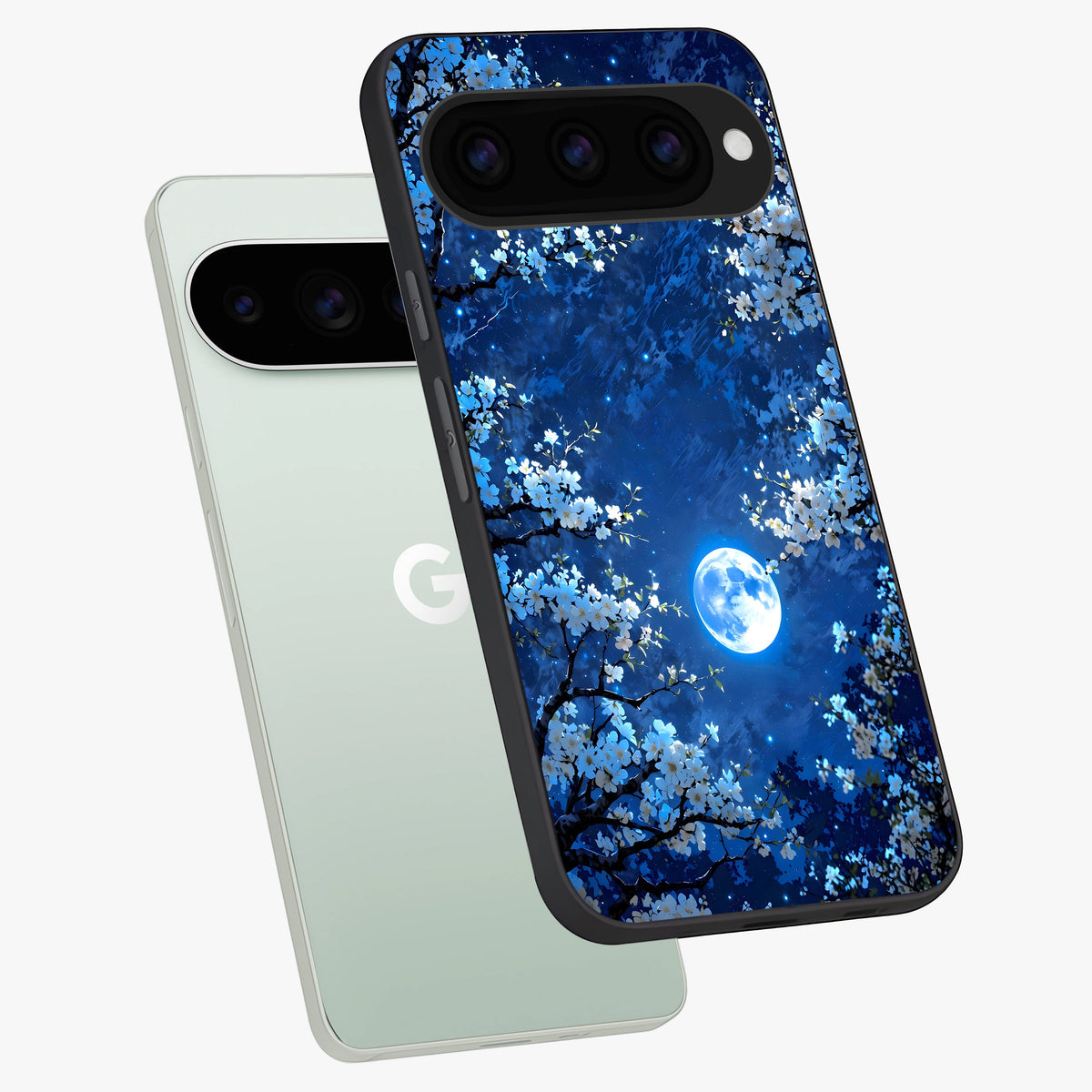  Blossom Moonlight Sky phone case For Google Pixel 11 Pro showing premium glass back cover with detailed artwork