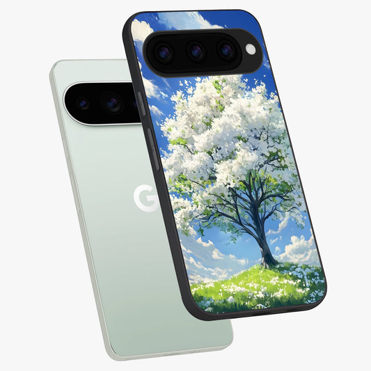  Blossom Sky Serenity phone case For Google Pixel 11 Pro showing premium glass back cover with detailed artwork