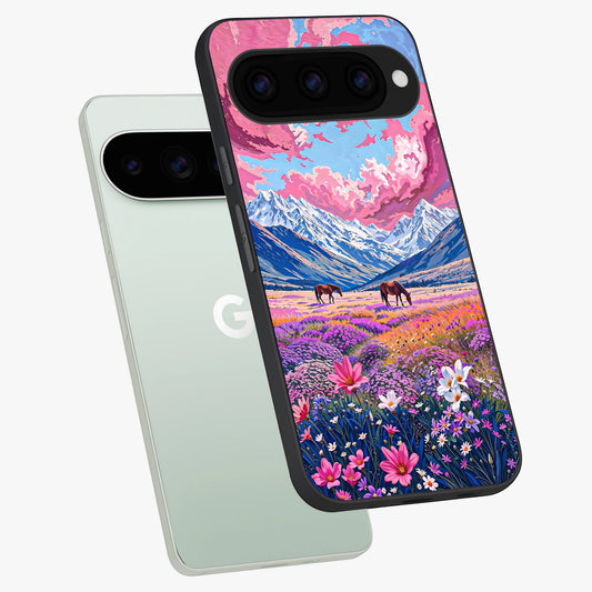  Blossom Valley Dream phone case For Google Pixel 11 Pro showing premium glass back cover with detailed artwork