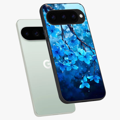  Blue Blossoms Branch phone case For Google Pixel 11 Pro showing premium glass back cover with detailed artwork