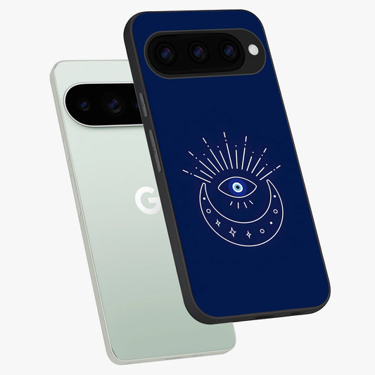  Blue Evil Eye phone case For Google Pixel 11 Pro showing premium glass back cover with detailed artwork