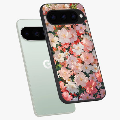  Blush Bloom Field phone case For Google Pixel 11 Pro showing premium glass back cover with detailed artwork