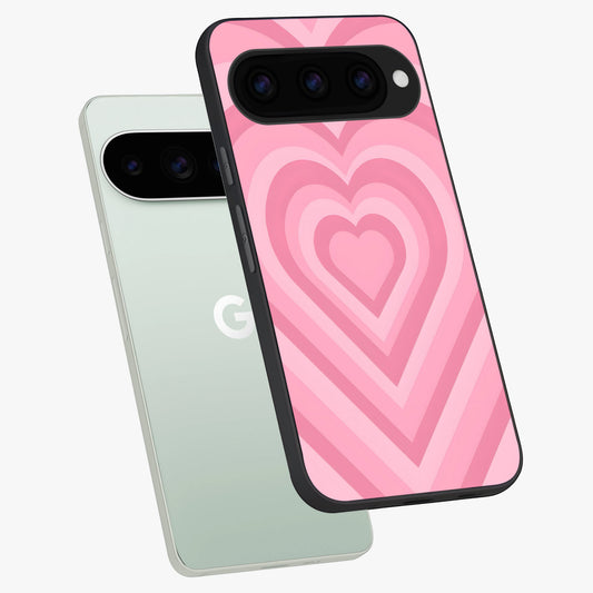  Blush Heart Waves phone case For Google Pixel 11 Pro showing premium glass back cover with detailed artwork
