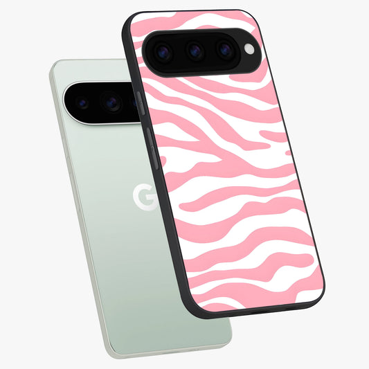  Blush Zebra Flow phone case For Google Pixel 11 Pro showing premium glass back cover with detailed artwork