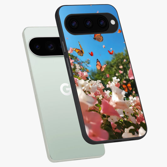  Butterflies In Bloom Sky phone case For Google Pixel 11 Pro showing premium glass back cover with detailed artwork