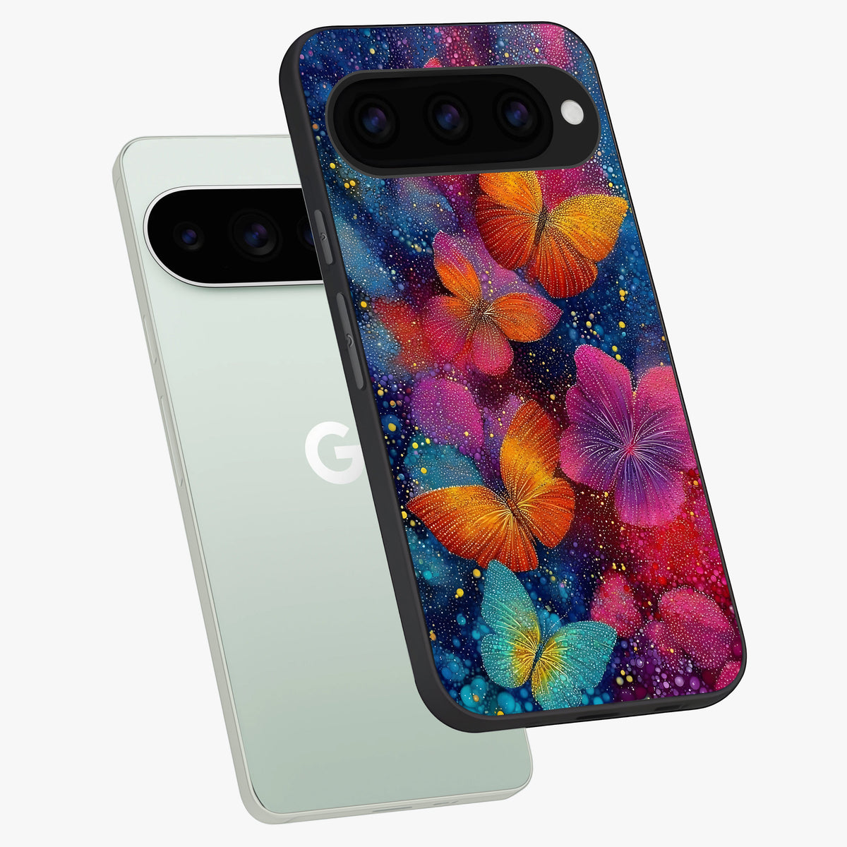  Butterfly Dream Mist phone case For Google Pixel 11 Pro showing premium glass back cover with detailed artwork