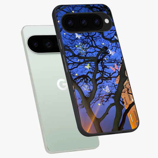  Butterfly Night Magic phone case For Google Pixel 11 Pro showing premium glass back cover with detailed artwork