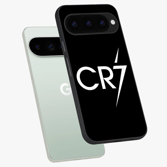  CR7 Elite Strike phone case For Google Pixel 11 Pro showing premium glass back cover with detailed artwork