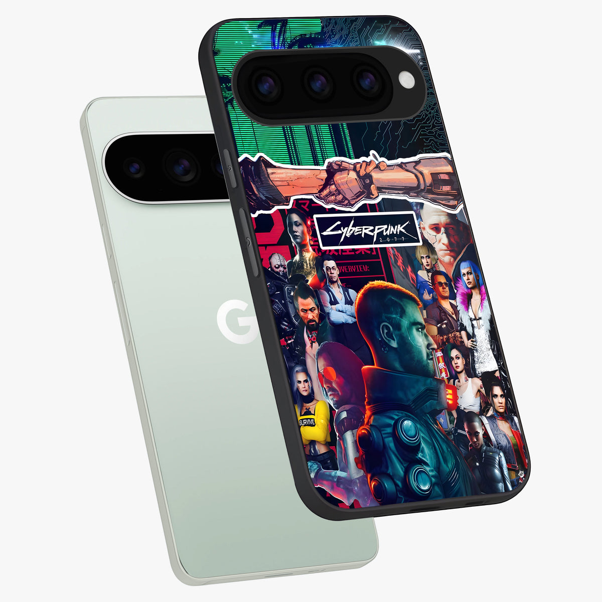  CYBERPUNK Legacy phone case For Google Pixel 11 Pro showing premium glass back cover with detailed artwork