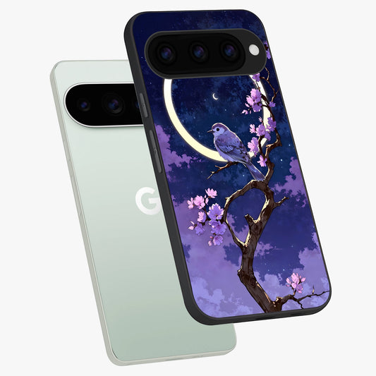  Celestial Bird Blossom phone case For Google Pixel 11 Pro showing premium glass back cover with detailed artwork