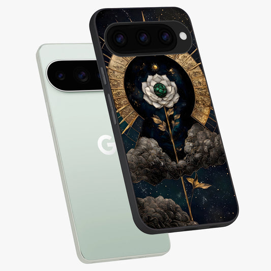  Celestial Lotus Morang phone case For Google Pixel 11 Pro showing premium glass back cover with detailed artwork
