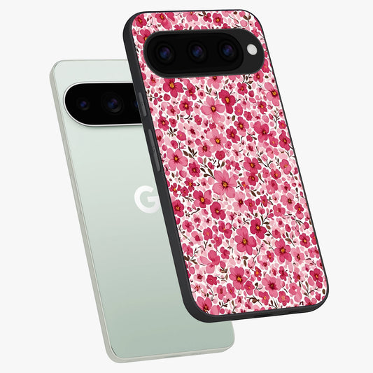  Cherry Blossom Charm phone case For Google Pixel 11 Pro showing premium glass back cover with detailed artwork