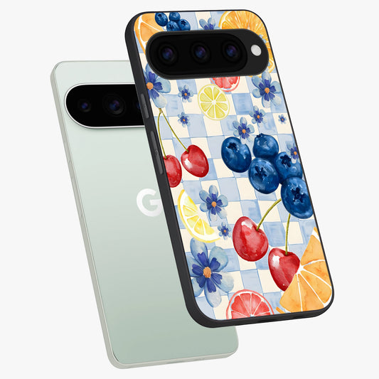  Citrus Bloom Joy phone case For Google Pixel 11 Pro showing premium glass back cover with detailed artwork