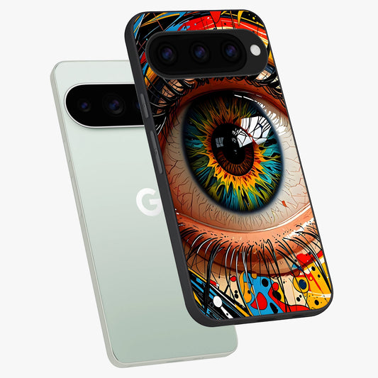  Colorful Eye phone case For Google Pixel 11 Pro showing premium glass back cover with detailed artwork