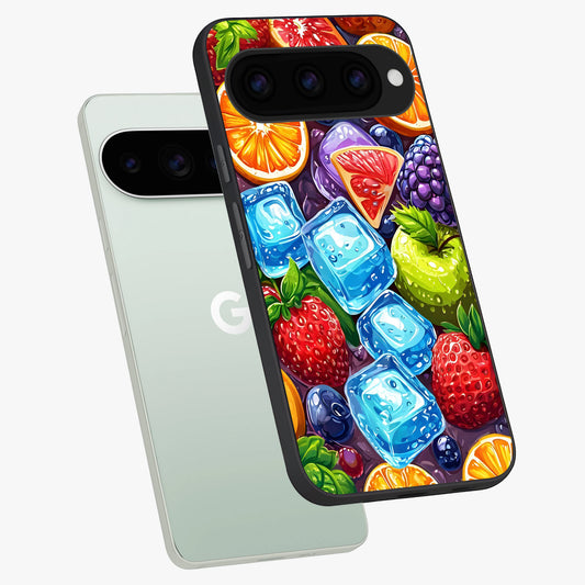  Colorful Fruits with Ice phone case For Google Pixel 11 Pro showing premium glass back cover with detailed artwork