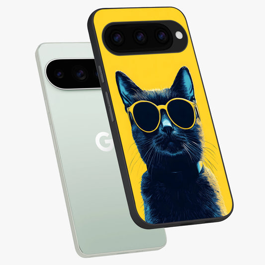  Cool Cat Vibes phone case For Google Pixel 11 Pro showing premium glass back cover with detailed artwork