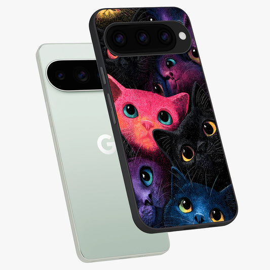  Cosmic Cats Dreams phone case For Google Pixel 11 Pro showing premium glass back cover with detailed artwork