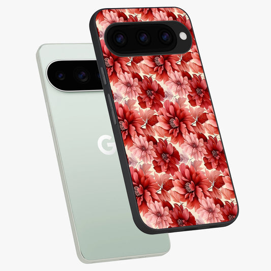 Crimson Love Petals phone case For Google Pixel 11 Pro showing premium glass back cover with detailed artwork