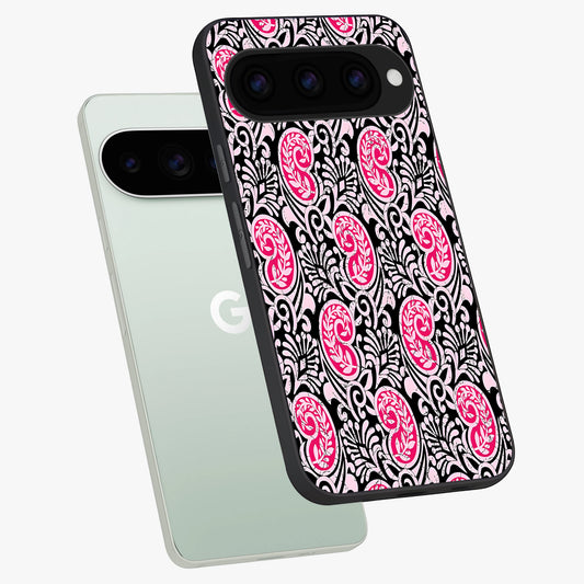  Crimson Paisley Charm phone case For Google Pixel 11 Pro showing premium glass back cover with detailed artwork