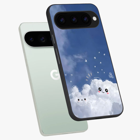  Cute Blossom Cloud phone case For Google Pixel 11 Pro showing premium glass back cover with detailed artwork