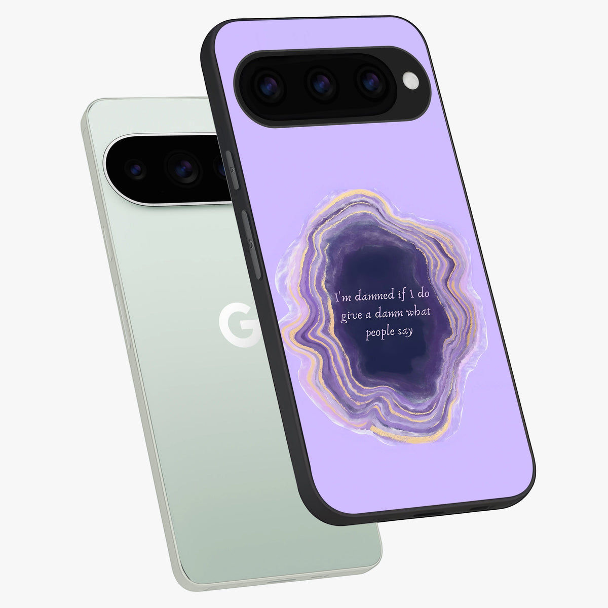  Damned People Quote phone case For Google Pixel 11 Pro showing premium glass back cover with detailed artwork