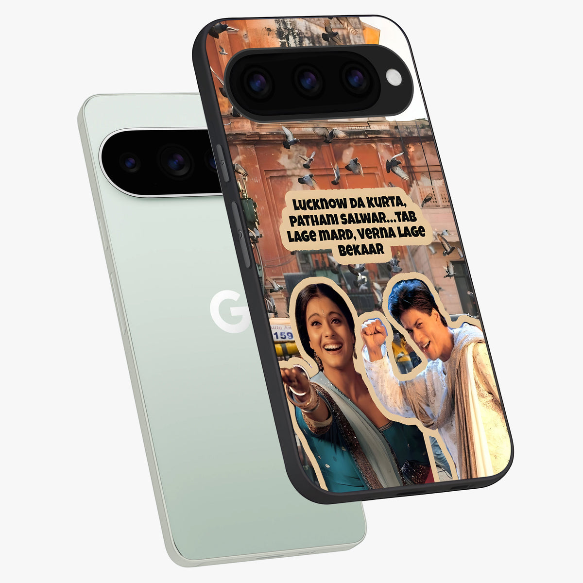 Desi Retro Vibes phone case For Google Pixel 11 Pro showing premium glass back cover with detailed artwork