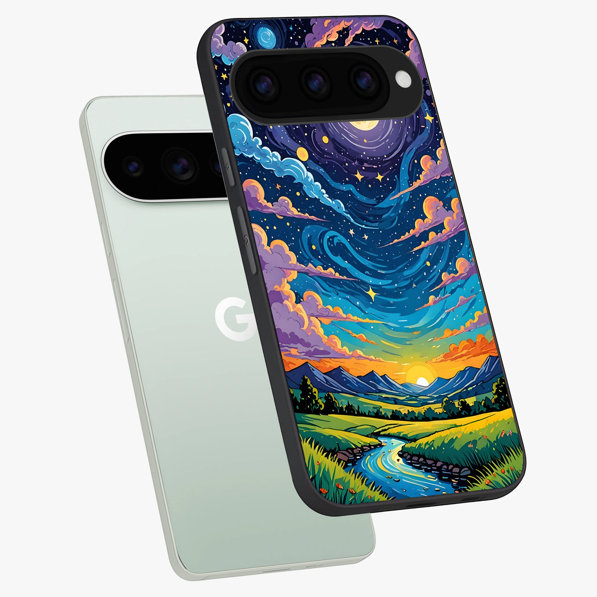  Dreamy Night Landscape phone case For Google Pixel 11 Pro showing premium glass back cover with detailed artwork