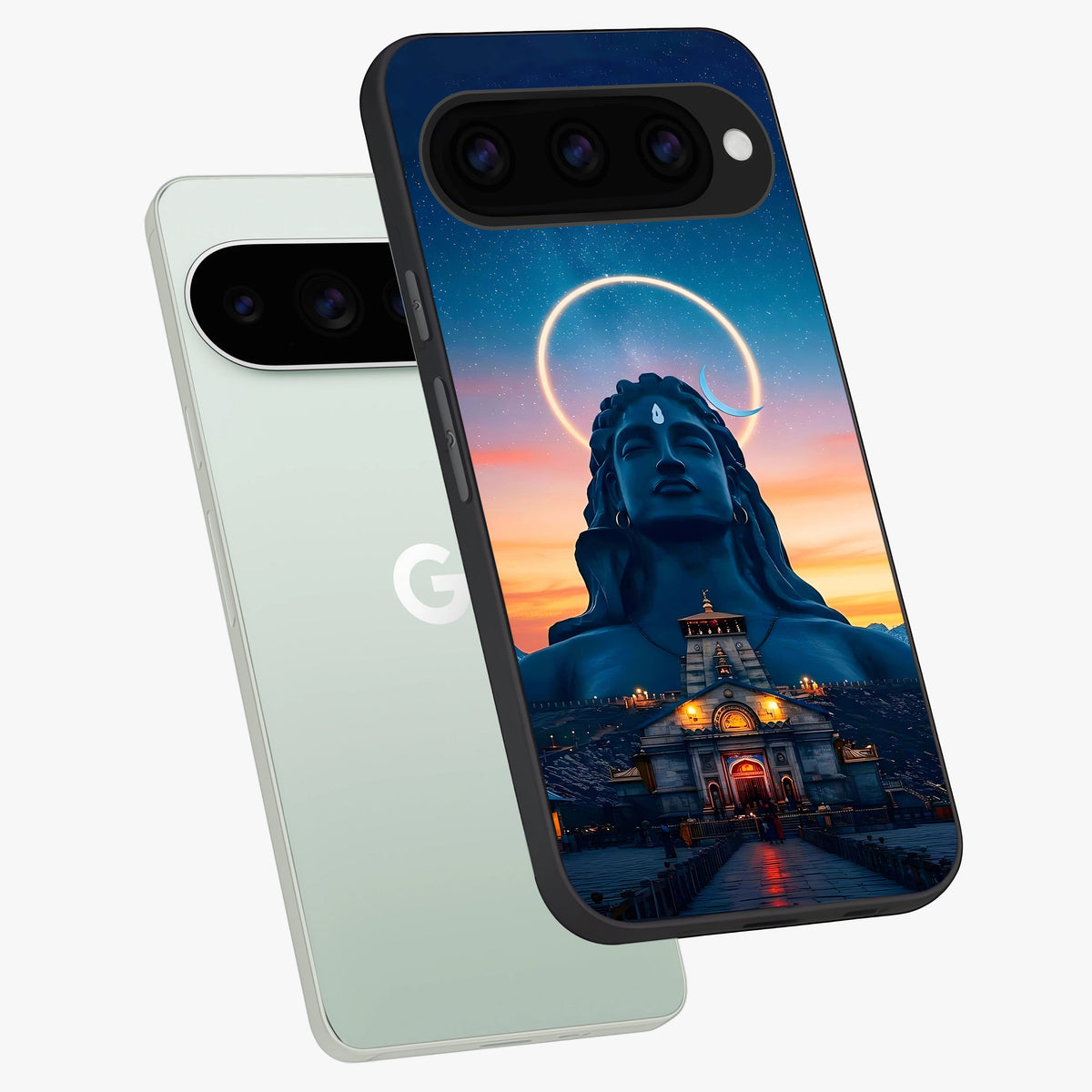  Eternal Shiva Aura phone case For Google Pixel 11 Pro showing premium glass back cover with detailed artwork