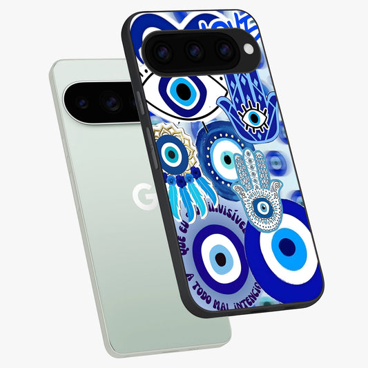  Evil Eyes Dream phone case For Google Pixel 11 Pro showing premium glass back cover with detailed artwork