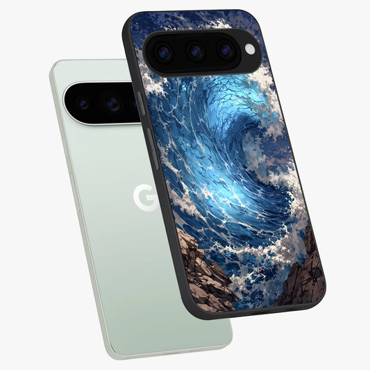  Giant Ocean Wave phone case For Google Pixel 11 Pro showing premium glass back cover with detailed artwork