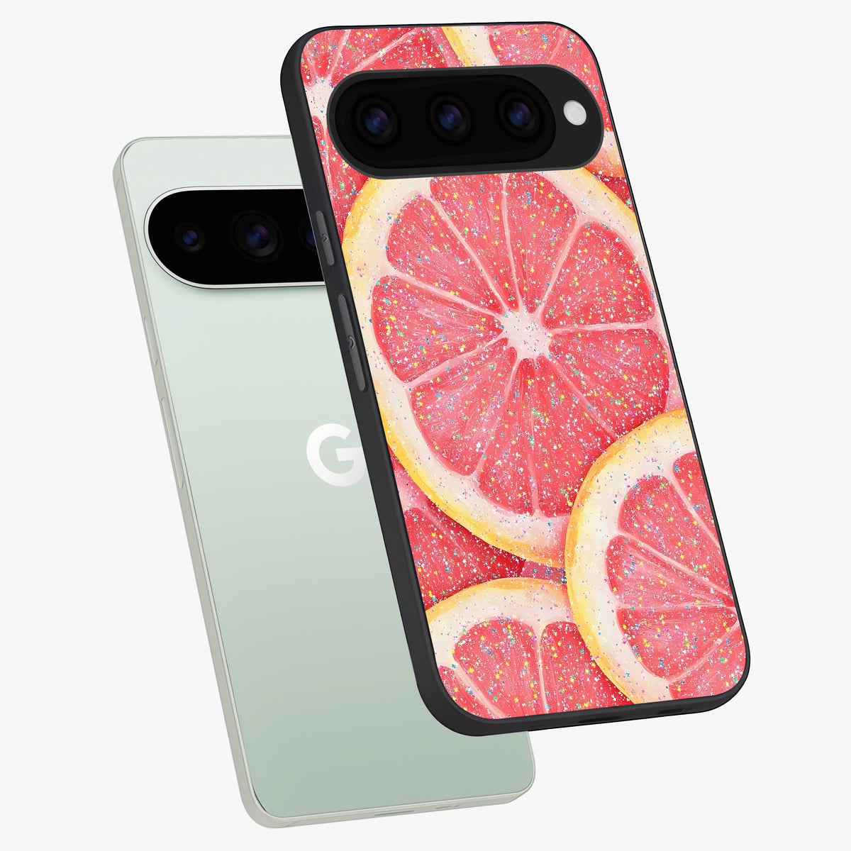  Glitter Grapefruit phone case For Google Pixel 11 Pro showing premium glass back cover with detailed artwork