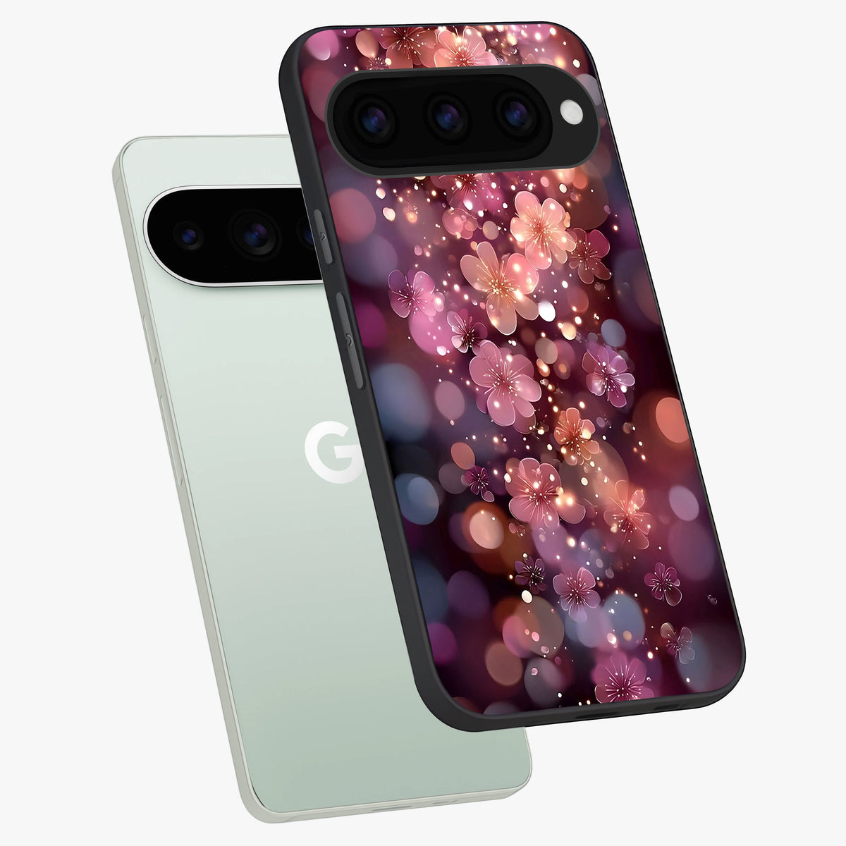  Glowing Petal Bliss phone case For Google Pixel 11 Pro showing premium glass back cover with detailed artwork