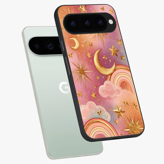  Golden Celestial Dreams phone case For Google Pixel 11 Pro showing premium glass back cover with detailed artwork