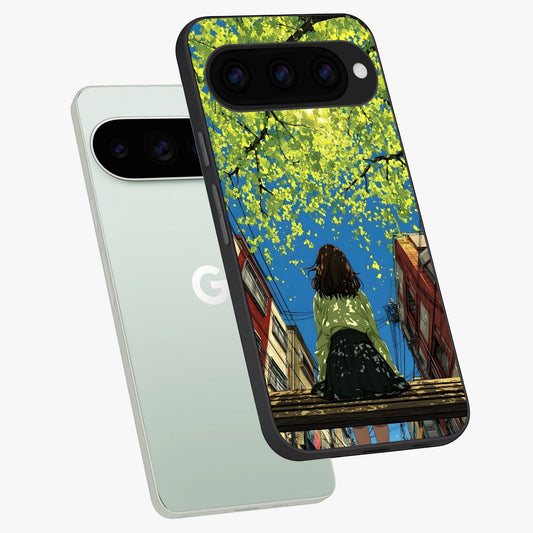  Golden Leaves Glow phone case For Google Pixel 11 Pro showing premium glass back cover with detailed artwork