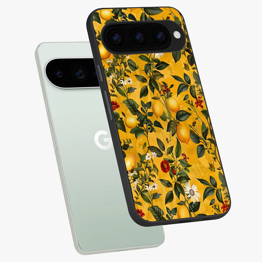  Golden Lemon Field phone case For Google Pixel 11 Pro showing premium glass back cover with detailed artwork