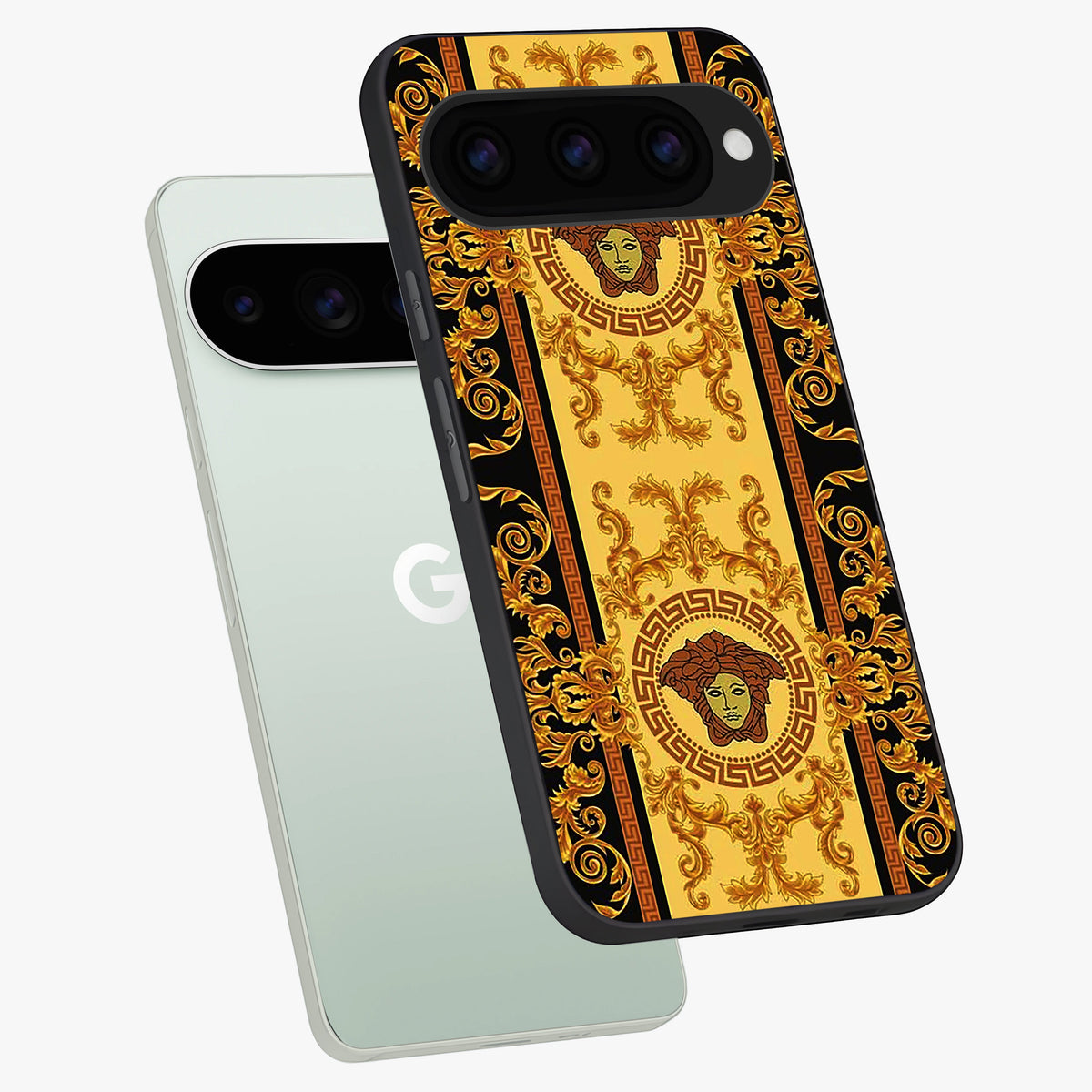  Golden Royal Heritage phone case For Google Pixel 11 Pro showing premium glass back cover with detailed artwork