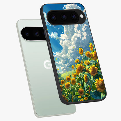  Golden Sun Glory phone case For Google Pixel 11 Pro showing premium glass back cover with detailed artwork