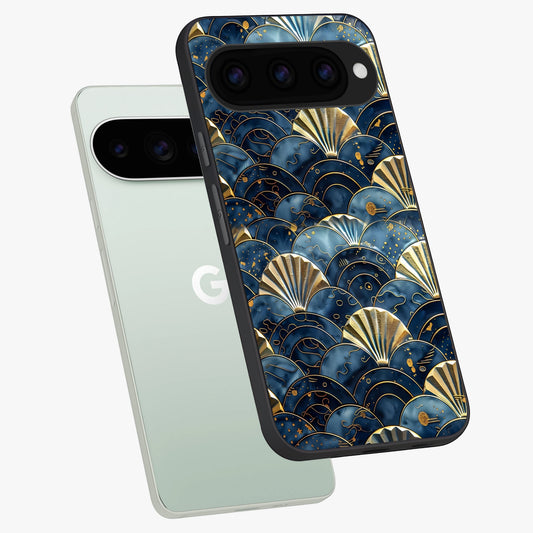  Golden Wave Luxe phone case For Google Pixel 11 Pro showing premium glass back cover with detailed artwork