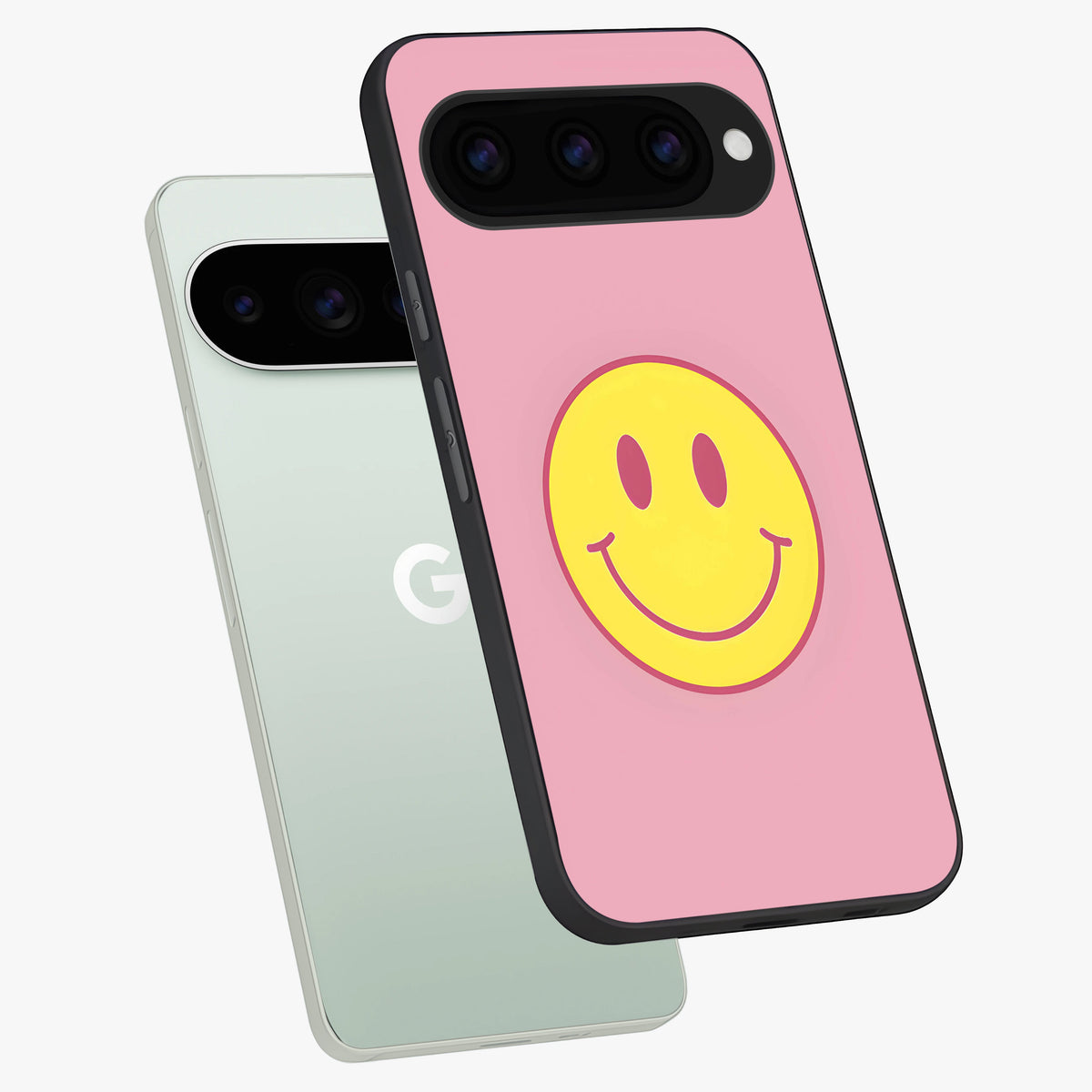  Happy Pink Mood phone case For Google Pixel 11 Pro showing premium glass back cover with detailed artwork